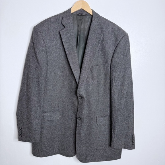 Joseph & Feiss Lambswool 100% Asetat Twill Blazer Jacket Coat Gray/Black Size 46 - Picture 1 of 13